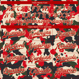 Custom Camo Red-Cream 3D Bomber Full-Snap Varsity Letterman Salute To Service Jacket