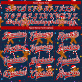 Custom Navy Red-White Christmas 3D Bomber Full-Snap Varsity Letterman Jacket