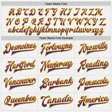 Custom White Purple-Gold Bomber Full-Snap Varsity Letterman Two Tone Jacket