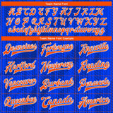Custom Royal Orange-Navy 3D Pattern Design Bomber Full-Snap Varsity Letterman Jacket