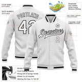 Custom White White-Black Bomber Full-Snap Varsity Letterman Jacket