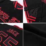 Custom Black Black-White Bomber Full-Snap Varsity Letterman Jacket