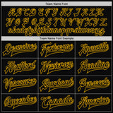 Custom Black Black-Gold Bomber Full-Snap Varsity Letterman Jacket