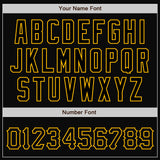 Custom Black Black-Gold Bomber Full-Snap Varsity Letterman Jacket