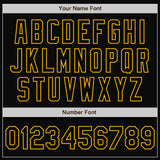 Custom Black Black-Gold Bomber Full-Snap Varsity Letterman Jacket