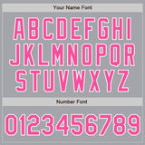 Custom Gray Pink-White Bomber Full-Snap Varsity Letterman Two Tone Jacket