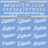 Custom Light Blue White Bomber Full-Snap Varsity Letterman Jacket
