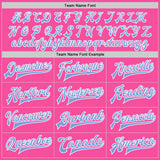 Custom Pink Light Blue-White Bomber Full-Snap Varsity Letterman Jacket