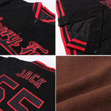 Custom Brown Pink-White Bomber Full-Snap Varsity Letterman Split Fashion Jacket