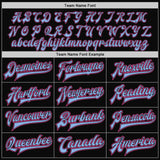 Custom Black Pink-Light Blue Bomber Full-Snap Varsity Letterman Jacket