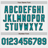Custom White Teal-Black Bomber Full-Snap Varsity Letterman Jacket