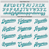 Custom White Teal-Gray Bomber Full-Snap Varsity Letterman Jacket