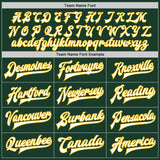 Custom Green White-Gold Bomber Full-Snap Varsity Letterman Jacket