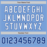 Custom Light Blue White-Royal Bomber Full-Snap Varsity Letterman Jacket