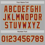 Custom Gray Crimson-Gold Bomber Full-Snap Varsity Letterman Jacket