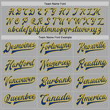 Custom Gray Royal-Yellow Bomber Full-Snap Varsity Letterman Jacket