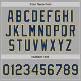Custom Gray Royal-Yellow Bomber Full-Snap Varsity Letterman Jacket