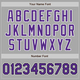 Custom Gray Purple-Black Bomber Full-Snap Varsity Letterman Jacket