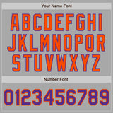 Custom Gray Purple-Orange Bomber Full-Snap Varsity Letterman Jacket