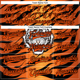 Custom Orange Black Tiger 3D Pattern Design Bomber Full-Snap Varsity Letterman Jacket