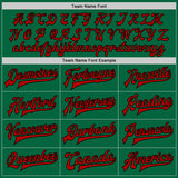 Custom Kelly Green Red-Black Bomber Full-Snap Varsity Letterman Jacket