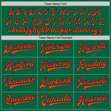 Custom Kelly Green Orange-Navy Bomber Full-Snap Varsity Letterman Jacket