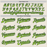 Custom Cream Neon Green-Navy Bomber Full-Snap Varsity Letterman Jacket