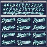 Custom Navy White-Teal Bomber Full-Snap Varsity Letterman Jacket