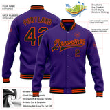 Custom Purple Black-Orange Bomber Full-Snap Varsity Letterman Jacket
