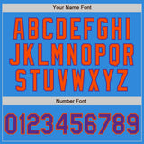 Custom Powder Blue Purple-Orange Bomber Full-Snap Varsity Letterman Jacket