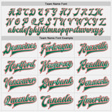 Custom White Kelly Green Pinstripe Red Bomber Full-Snap Varsity Letterman Jacket