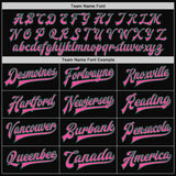 Custom Black Pink-Kelly Green Bomber Full-Snap Varsity Letterman Two Tone Jacket