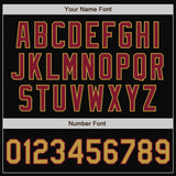 Custom Black Old Gold-Crimson Bomber Full-Snap Varsity Letterman Two Tone Jacket