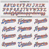 Custom White Powder Blue Orange-Black Bomber Full-Snap Varsity Letterman Two Tone Jacket