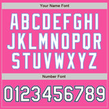 Custom Pink White Black-Light Blue Bomber Full-Snap Varsity Letterman Two Tone Jacket