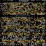 Custom Black Old Gold Skull Fashion 3D Bomber Full-Snap Varsity Letterman Jacket