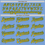 Custom Light Blue Green-Gold Bomber Full-Snap Varsity Letterman Two Tone Jacket