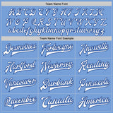 Custom Light Blue White-Royal Bomber Full-Snap Varsity Letterman Two Tone Jacket