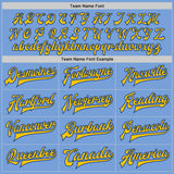 Custom Light Blue Yellow-Royal Bomber Full-Snap Varsity Letterman Two Tone Jacket
