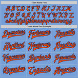 Custom Light Blue Orange-Navy Bomber Full-Snap Varsity Letterman Two Tone Jacket