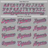 Custom Gray Pink-Kelly Green Bomber Full-Snap Varsity Letterman Two Tone Jacket