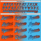 Custom Sky Blue Orange-Navy Bomber Full-Snap Varsity Letterman Gradient Fashion Jacket