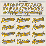 Custom Cream Gold-Navy Bomber Full-Snap Varsity Letterman Two Tone Jacket