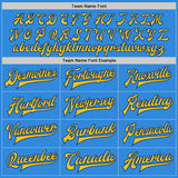 Custom Powder Blue Yellow-Royal Bomber Full-Snap Varsity Letterman Two Tone Jacket