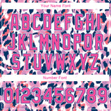 Custom White Pink-Royal Leopard Print 3D Pattern Design Bomber Full-Snap Varsity Letterman Jacket