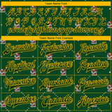 Custom Green Gold Christmas Dog Wearing Santa Claus Costume 3D Bomber Full-Snap Varsity Letterman Jacket