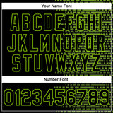 Custom Black Neon Green Halftone 3D Pattern Design Bomber Full-Snap Varsity Letterman Jacket