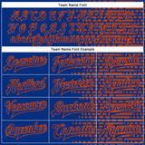 Custom Royal Orange Halftone 3D Pattern Design Bomber Full-Snap Varsity Letterman Jacket