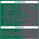 Custom Kelly Green Pink Halftone 3D Pattern Design Bomber Full-Snap Varsity Letterman Jacket