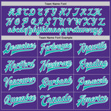 Custom Purple Aqua-White Bomber Full-Snap Varsity Letterman Two Tone Jacket